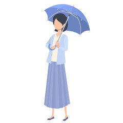 傘を持った女性のイラスト