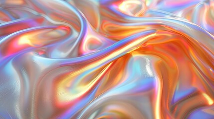 Abstract background metal liquid iridescent wavy with light reflection.