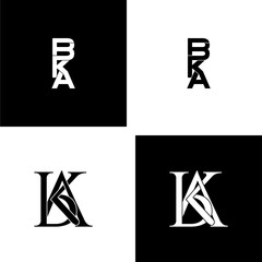 bka lettering initial monogram logo design set