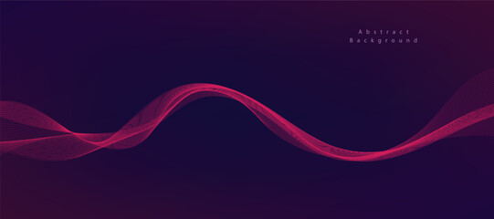 Purple background with flowing wave lines. Futuristic technology concept. Vector illustration
