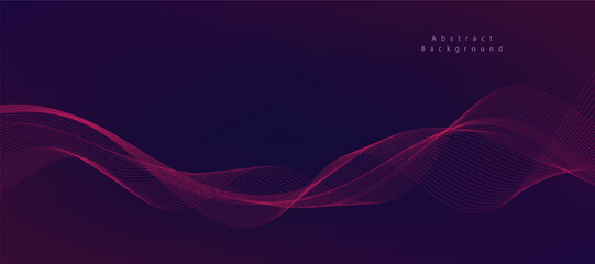 Purple background with flowing wave lines. Futuristic technology concept. Vector illustration

