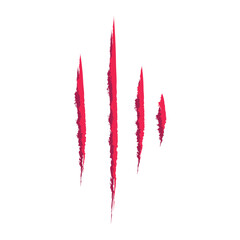 Claw scratches Wild animal claws scratch texture with red background. Horror, thriller ,  monster vector scratched marked isolated with white background.