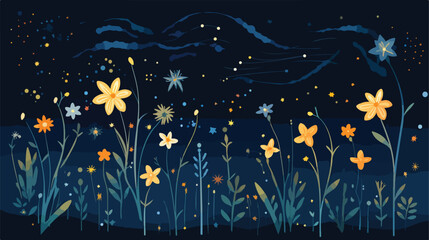 Floral Constellations constellation pattern starry - obrazy, fototapety, plakaty