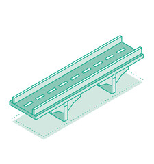 Isometric outline bridge. Vector illustration. Road icon. Urban infrastructure. Highway bridge.