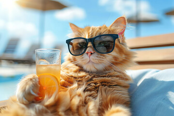 vacation cat, AI generated - 781076818