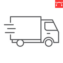 Delivery truck line icon, e-commerce and transport, delivery service vector icon, vector graphics, editable stroke outline sign, eps 10.