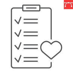 Wishlist line icon, e-commerce and shopping, checklist vector icon, vector graphics, editable stroke outline sign, eps 10.