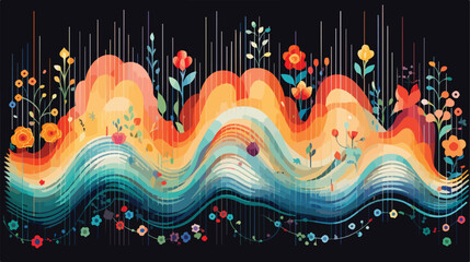 Floral Sound Waves sound wave pattern floral rhythm