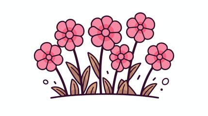Flowers icon. Simple outline pink vector illustrati