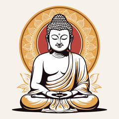 Buddha depicted in meditation, vector style