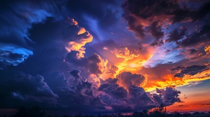 Close-up of a billowing cumulus cloud against a sky backdrop - obrazy, fototapety, plakaty