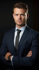 A man in a suit and tie poses for a photo