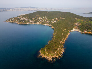 Aerial view of a prinsess island buyukada in Istanbul, Turkey