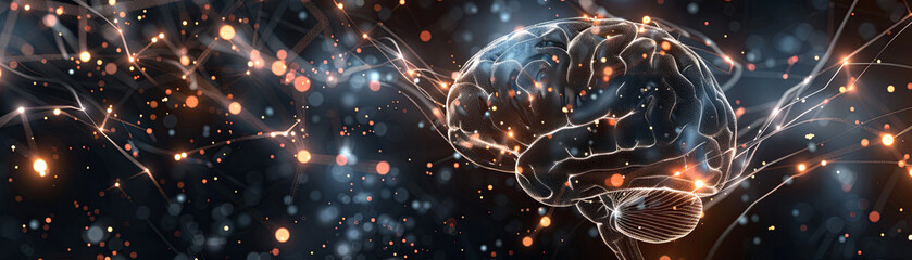 Neural Network Brain Concept Visualization - obrazy, fototapety, plakaty