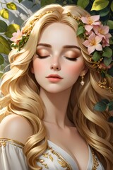 portrait of a woman with flowers