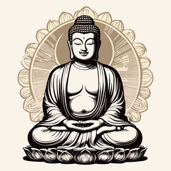 Vector illustration of Buddha meditating