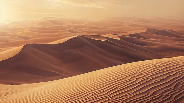 Desert Sand Dunes Background. Beautiful Sahara Panorama.