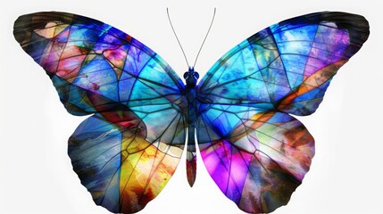 multicolored butterfly isolated on white background