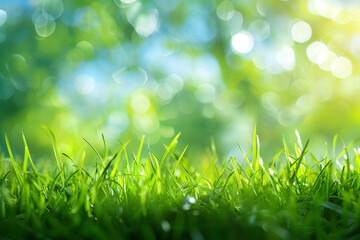 Sunlit green grass background
