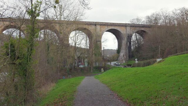 Historic Viaduct Of Clecy Commune In Normandy, France. wide shot