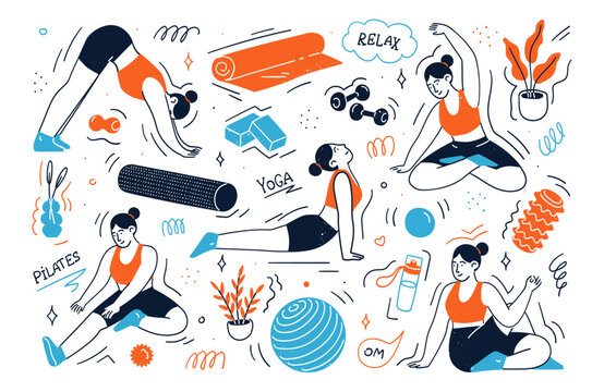 Young woman enjoying relax training, yoga practice and stretching