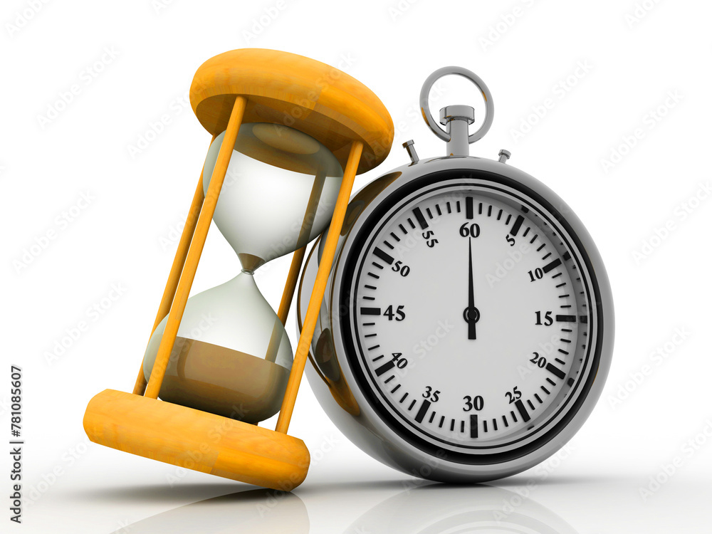 Aufkleber 3d rendering sand timer with stop watch