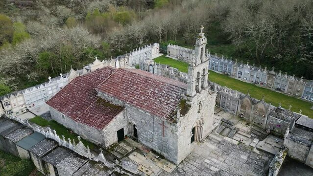 San Juan de Cortegada Church Aerial View, Spain - aerial