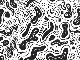 Fun line doodle seamless pattern. Creative abstract squiggle style drawing background