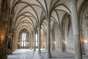 Fototapeta na wymiar The rooms of the Mont Saint Michel Abbey