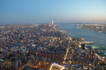 View from above of New York skyscrapers