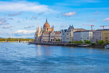 Fototapeta premium ungarian Parliament at daytime. Budapest. One of the most beautiful buildings in the Hungarian capital.