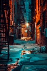 Dramatic New York alleyway in the evening