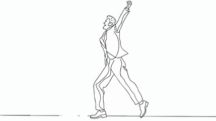 Single continuous line drawing happy employee of company
