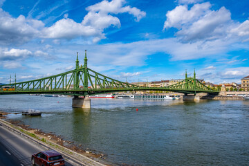 Fototapeta na wymiar Liberty Bridge in Budapest. Architecture of Art Nouveau style.