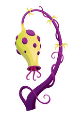 Carnivorous plant. Cartoon flytrap or flower predator. Angry flower monster plant icon. Vector illustration