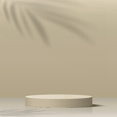 3d cream color podium and minimal cream color wall scene. 3d podium minimal abstract background. Vector
