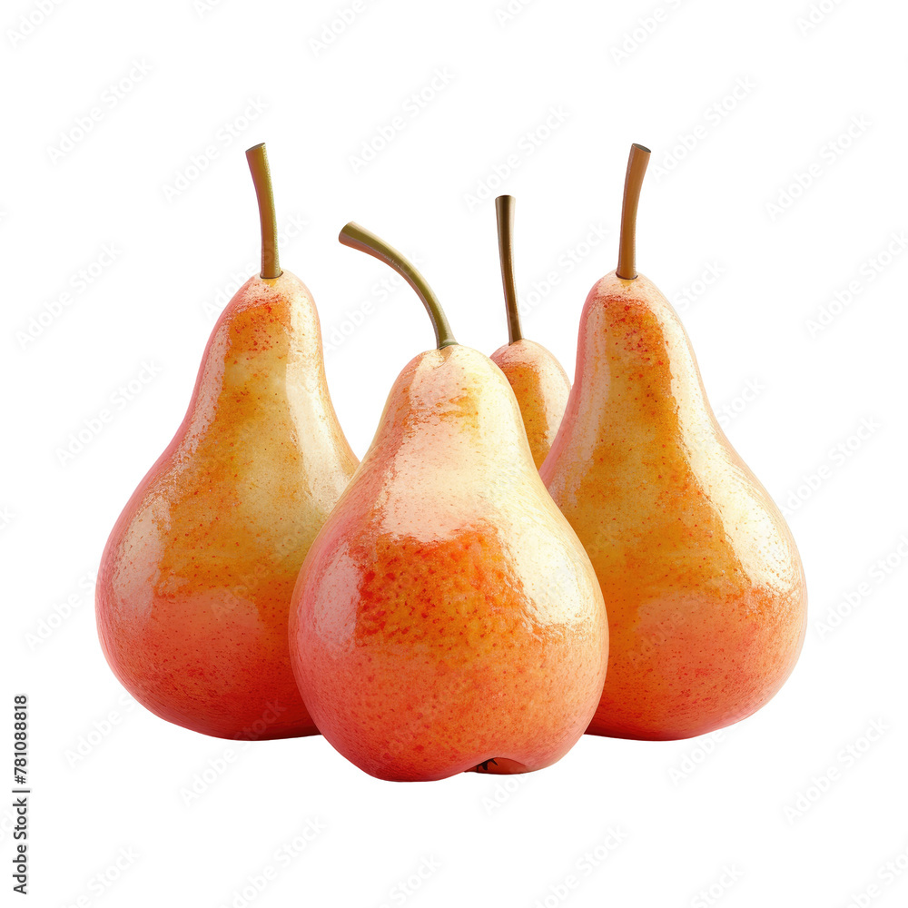 Poster three pears on transparent background and background