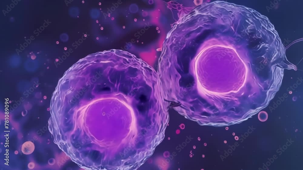 Poster a phase contrast microscope image of a dividing animal cell capturing the intricate process of mitos