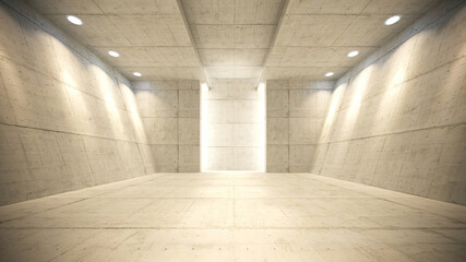 Abstract interior of concrete. Architectural background. 3D illustration and rendering