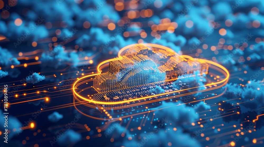 Aufkleber cloud applications: a cloud server displaying various web services