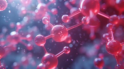 Chemistry: A 3D vector illustration of molecular models floating in a digital space