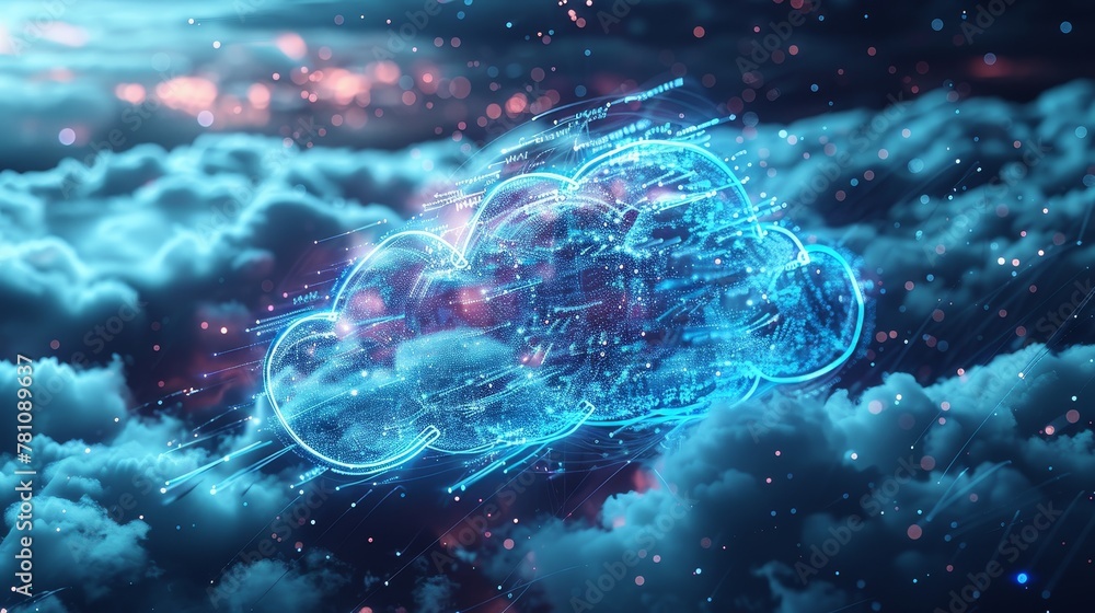 Poster cloud computing: a cloud services platform interface, showcasing user-friendly features