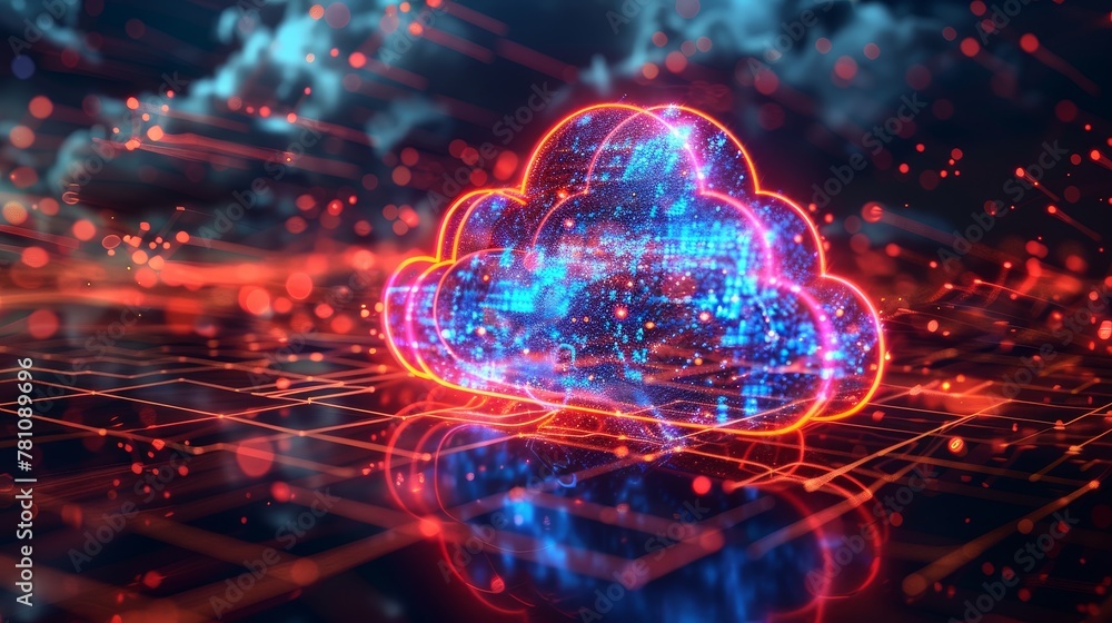 Poster cloud computing: a cloud services platform interface, showcasing user-friendly features