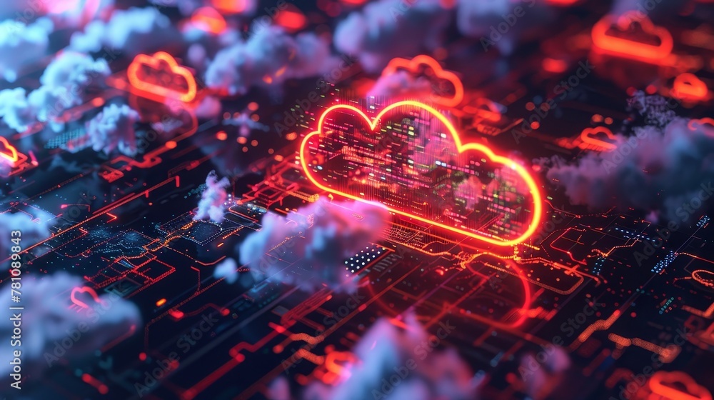 Poster cloud computing with remote access capabilities, showcasing the accessibility of cloud services