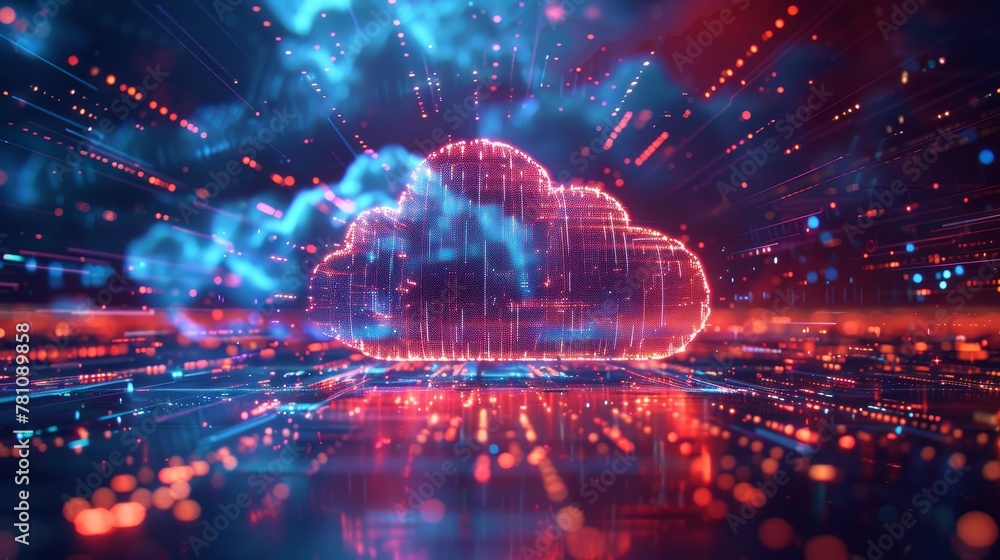 Aufkleber cloud computing with scalable infrastructure, emphasizing the flexibility of cloud services