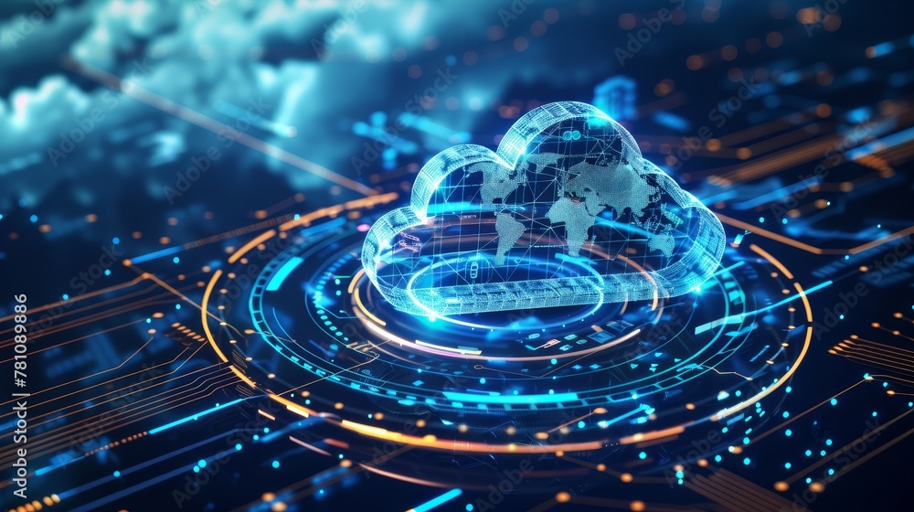 Aufkleber cloud computing with secure data transmission, emphasizing the reliability of cloud services