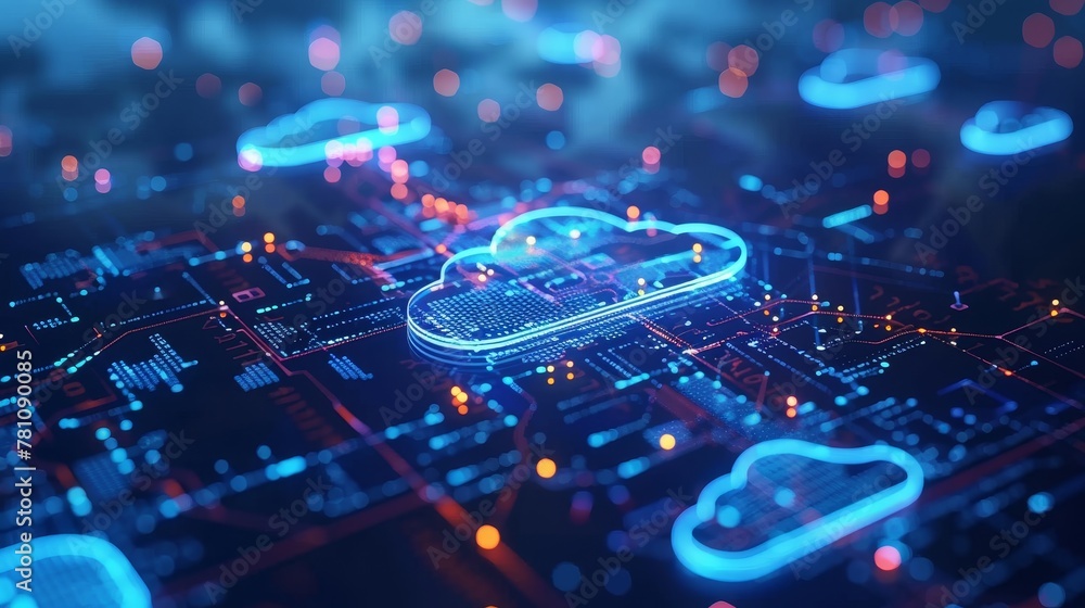Poster cloud migration: imagery showing the integration of existing systems with cloud services