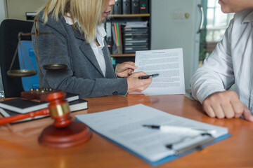 Female lawyer consult having team meeting with client, Law and Legal services concept