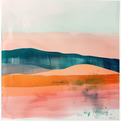 Obraz premium Colorful Mountain Sunrise Landscape Abstract Painting