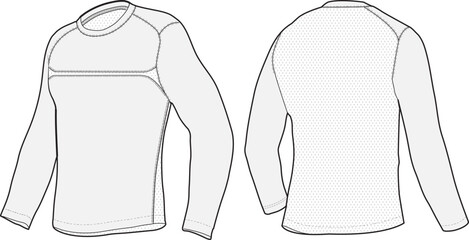 Longsleeve jersey shirt performance top front and back view fashion illustration design template